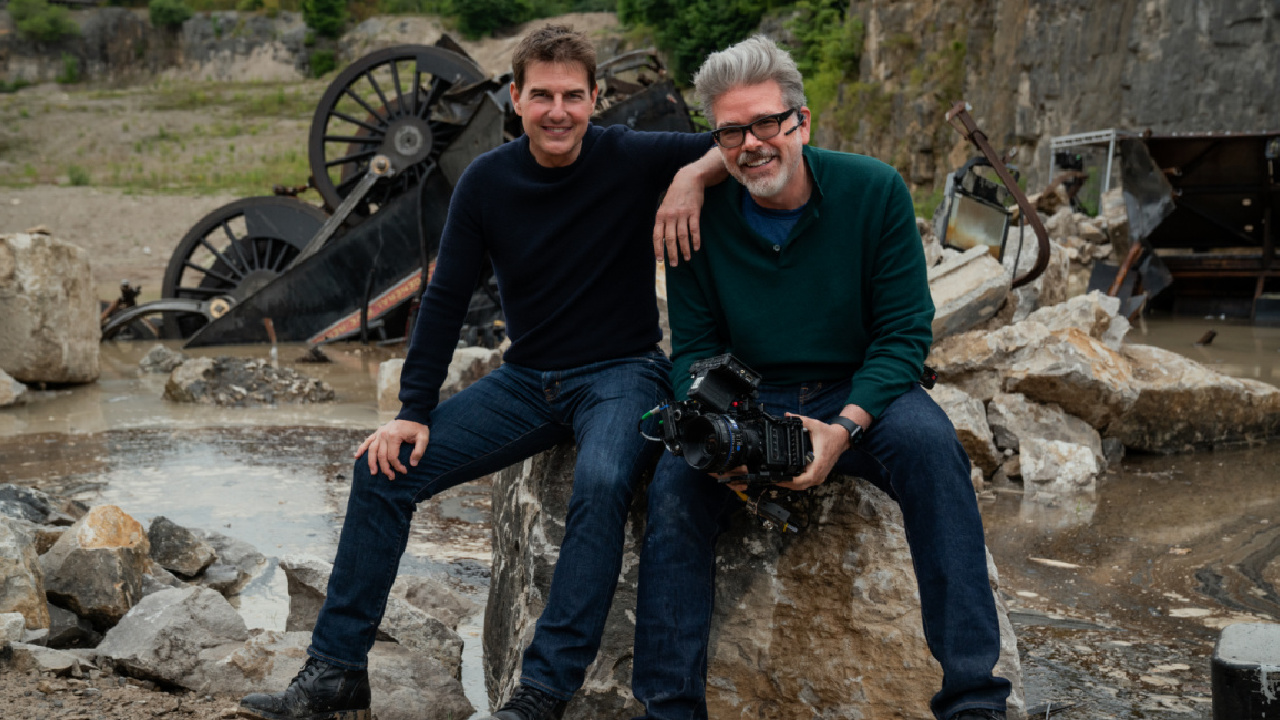 Tom Cruise and Christopher McQuarrie on the set of 'Mission: Impossible - Dead Reckoning Part One' from Paramount Pictures and Skydance.