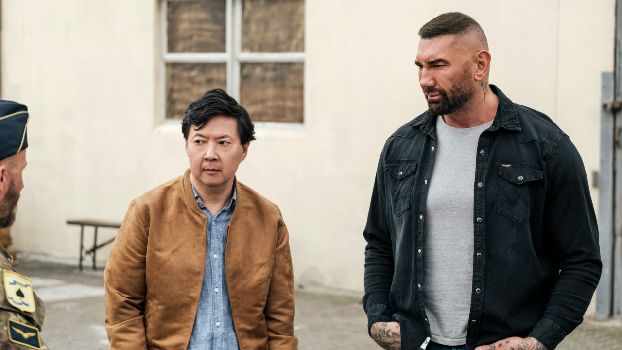 Ken Jeong as Kim and Dave Bautista as JJ in 'My Spy The Eternal City.'