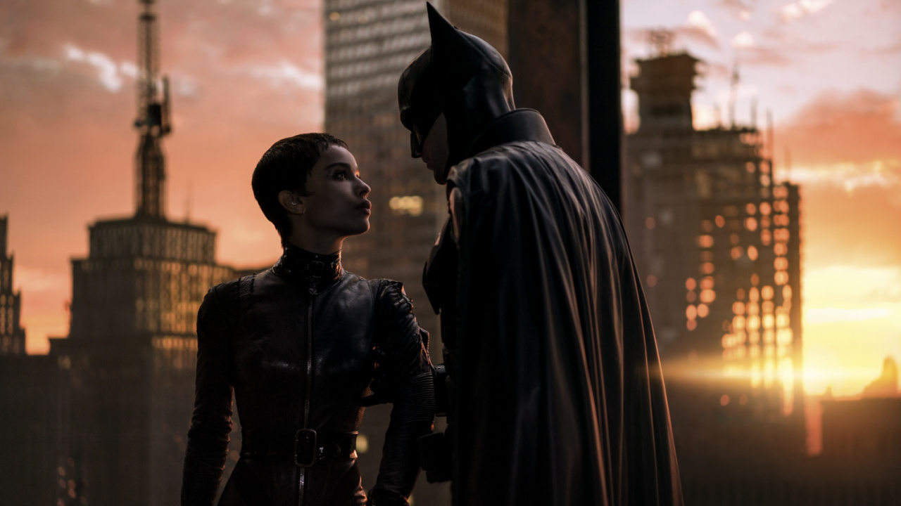 Zoe Kravitz as Selina Kyle and Robert Pattinson as Batman in Warner Bros. Pictures’ action adventure 'The Batman,' a Warner Bros. Pictures release.