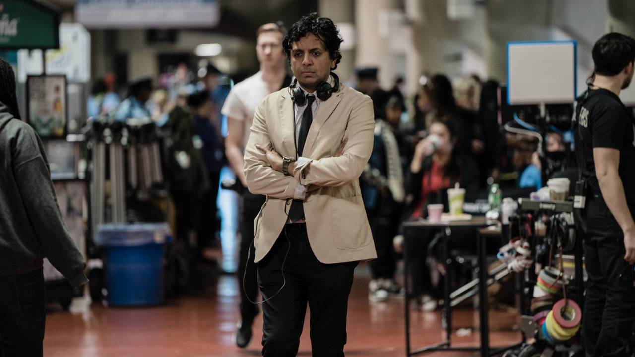 Director M. Night Shyamalan on the set of Warner Bros. Picturesâ€™ crime drama thriller 'Trap,' a Warner Bros. Pictures release.