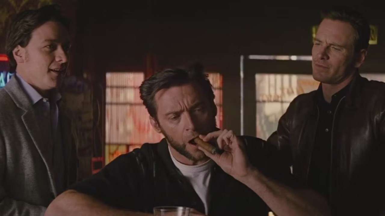 James McAvoy, Hugh Jackman and Michael Fassbender in 'X-Men: First Class'.