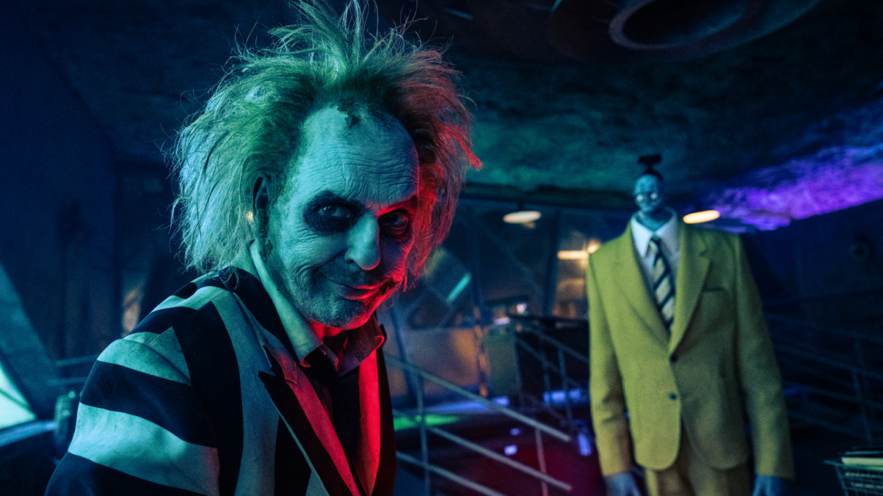 Michael Keaton as Beetlejuice in Warner Bros. Pictures’ comedy, 'Beetlejuice Beetlejuice', a Warner Bros. Pictures release. Photo Credit: Parisa Taghizadeh. Copyright: © 2024 Warner Bros. Entertainment Inc. All Rights Reserved.