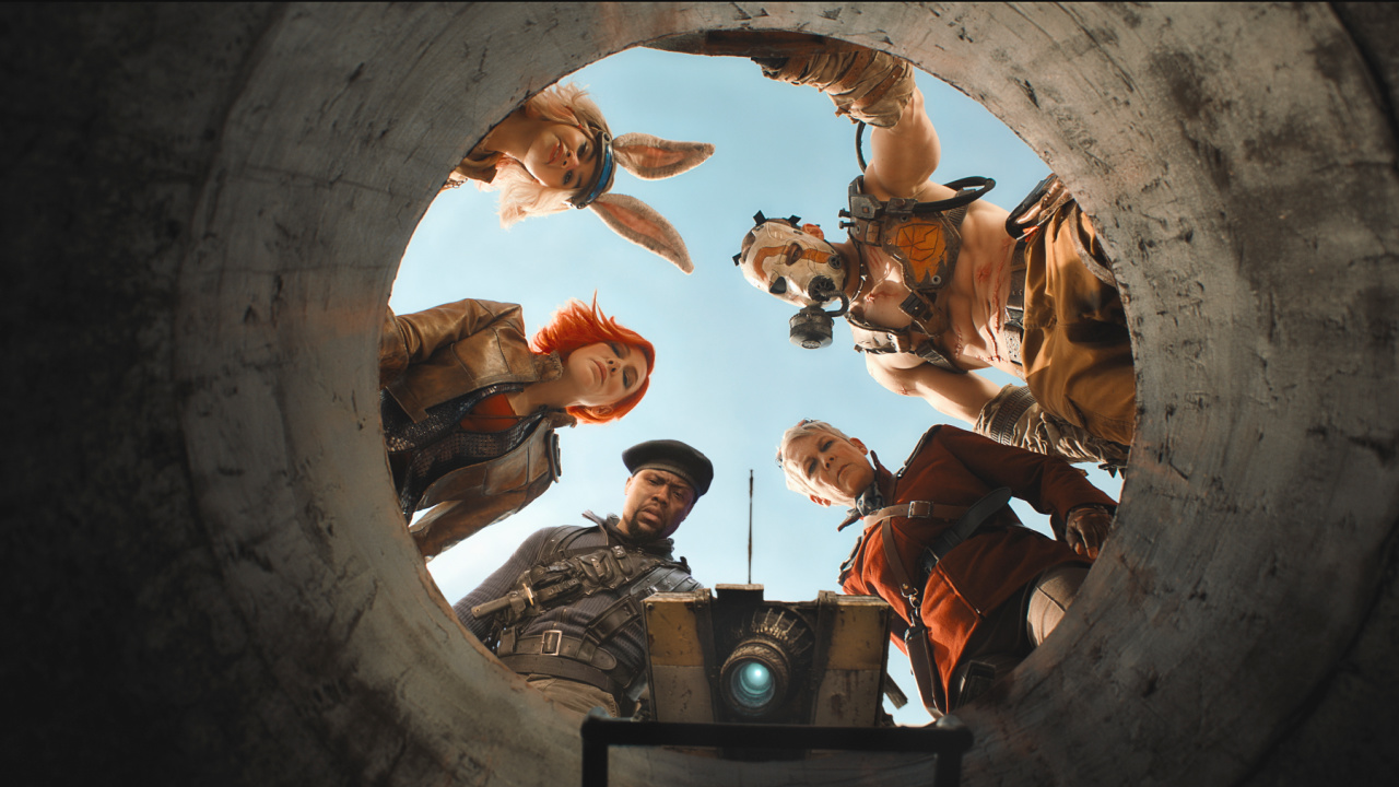 Cate Blanchett as Lilith, Ariana Greenblatt as Tiny Tina, Kevin Hart as Roland, Florian Munteanu as Krieg and Jamie Lee Curtis as Tannis in 'Borderlands'.