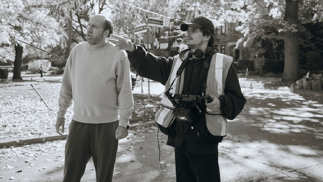 Nicolas Cage and director Kristoffer Borgli on the set of 'Dream Scenario.'