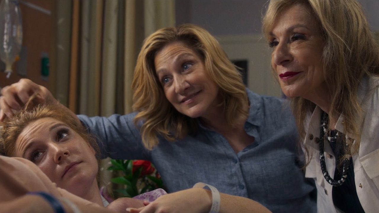 (L to R) Kayli Carter, Edie Falco, and Jeannie Berlin in 'I'll Be Right There.' Photo: Brainstorm Media.