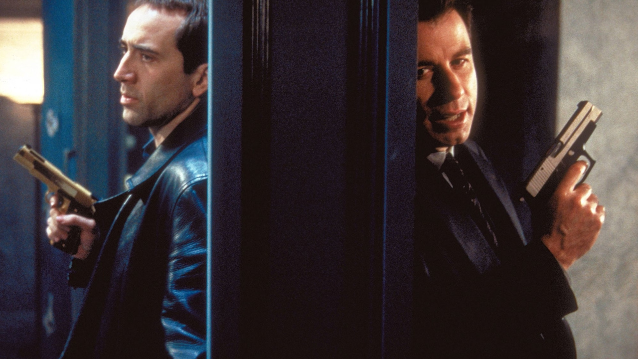 (L to R) Nicolas Cage and John Travolta in 'Face/Off'. Photo: Paramount Pictures.