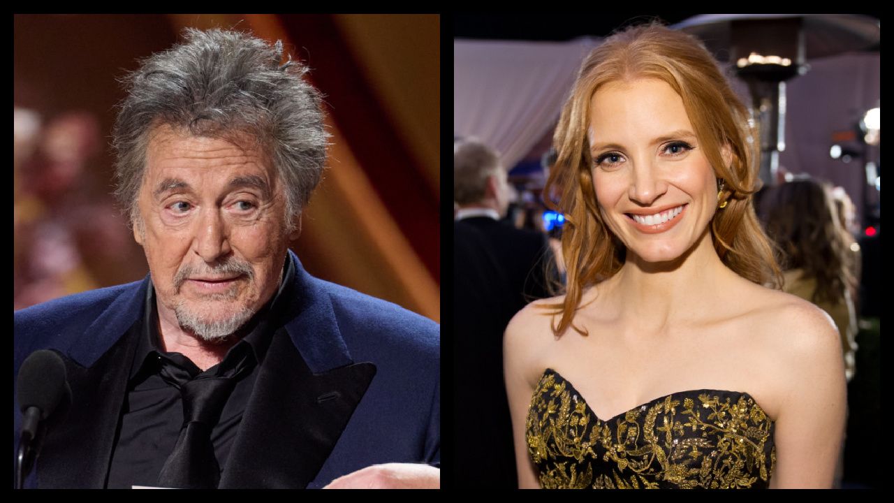 (Left) Al Pacino presents the Oscar® for Best Picture to Charles Roven, Emma Thomas, and Christopher Nolan during the live ABC telecast of the 96th Oscars® at the Dolby® Theatre at Ovation Hollywood on Sunday, March 10, 2024. Credit/Provider: Trae Patton ©A.M.P.A.S. Copyright: ©A.M.P.A.S. (Right) Jessica Chastain attends the Governors Ball following the 84th Annual Academy Awards® from Hollywood, CA February 26, 2012. Photo: Heather Ikei / ©A.M.P.A.S. Copyright: ©A.M.P.A.S.