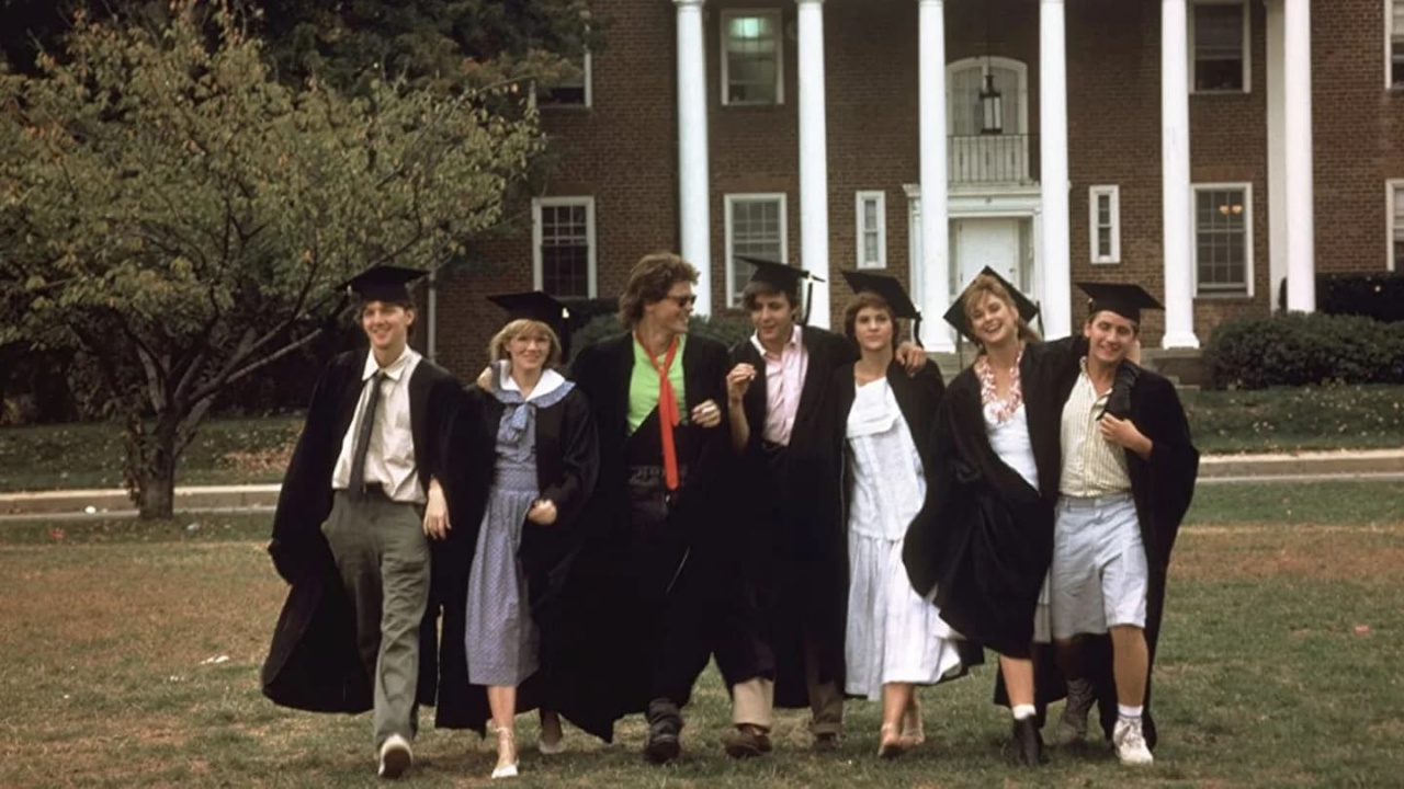 Andrew McCarthy, Mare Winningham, Rob Lowe, Judd Nelson, Ally Sheedy, Demi Moore and Emilio Estevez in 'St. Elmo's Fire'.