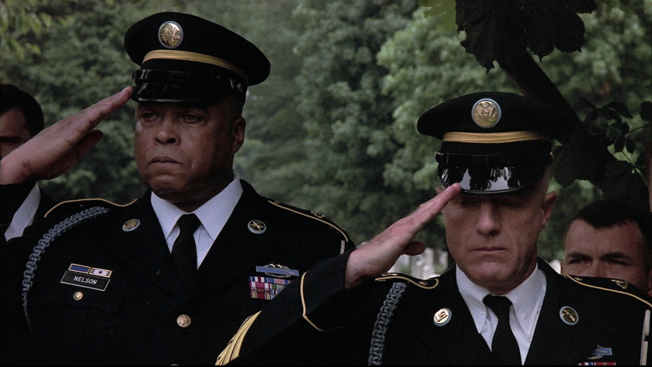 (L to R) James Earl Jones and James Caan in 'Gardens of Stone'. Photo: Tri-Star Pictures.