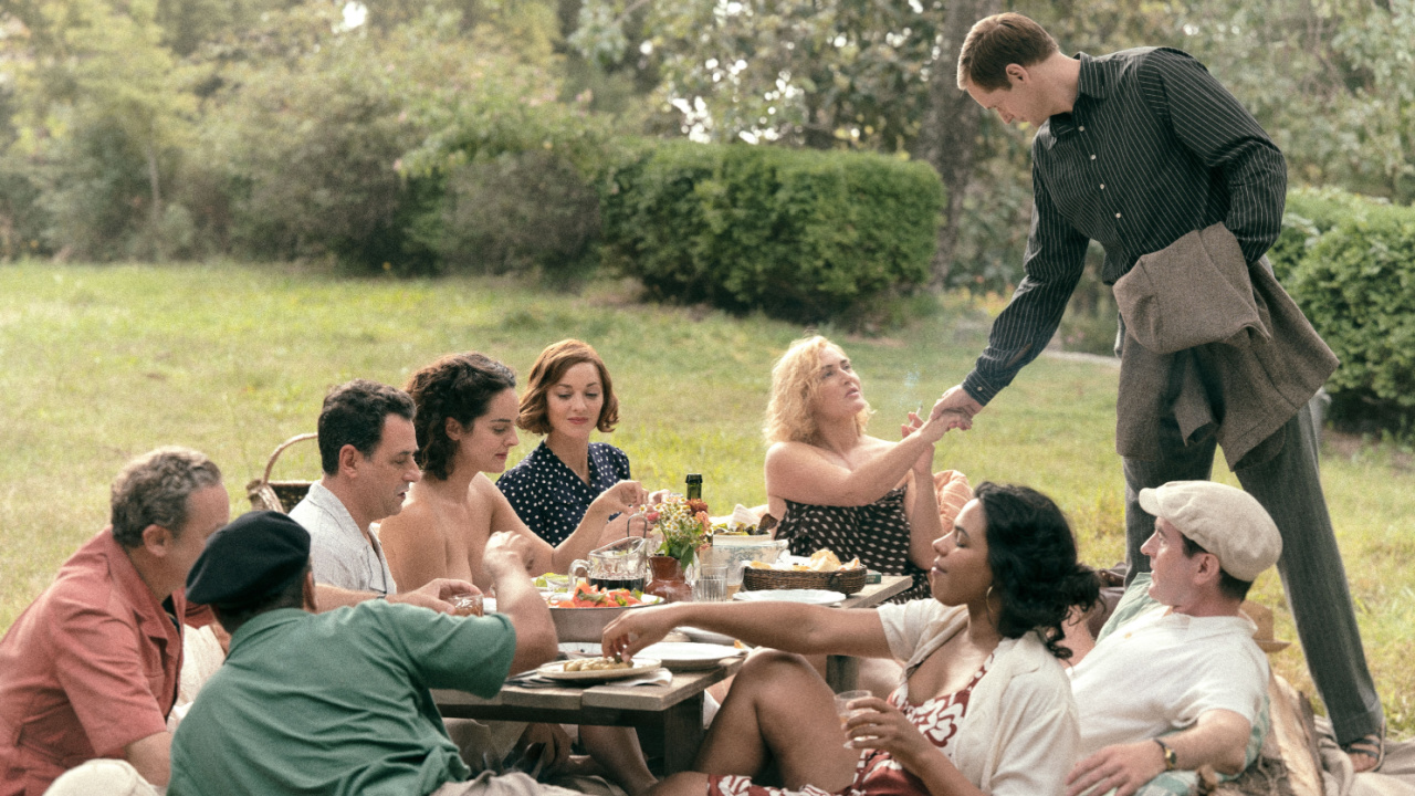 (L to R) Noemie Merlant, Marion Cotillard, Kate Winslet, and Alexander Skarsgard in 'Lee'. Photo: Kimberley French.