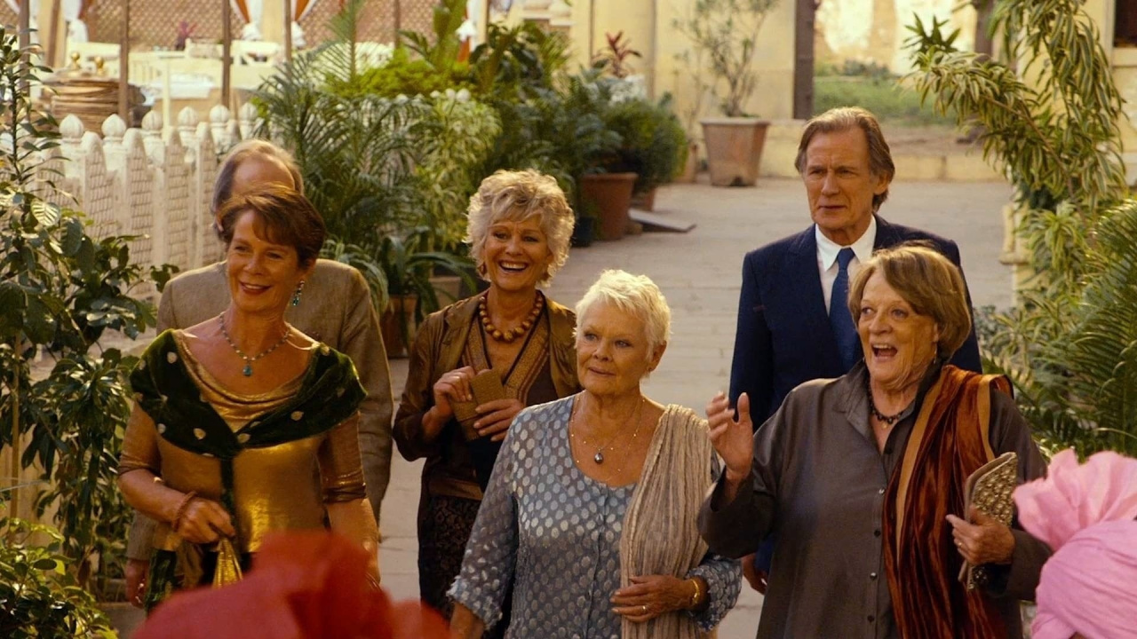 (L to R) Celia Imrie, Penelope Wilton, Judi Dench, Bill Nighy and Maggie Smith in 'The Best Exotic Marigold Hotel'. Photo: Fox Searchlight Pictures.