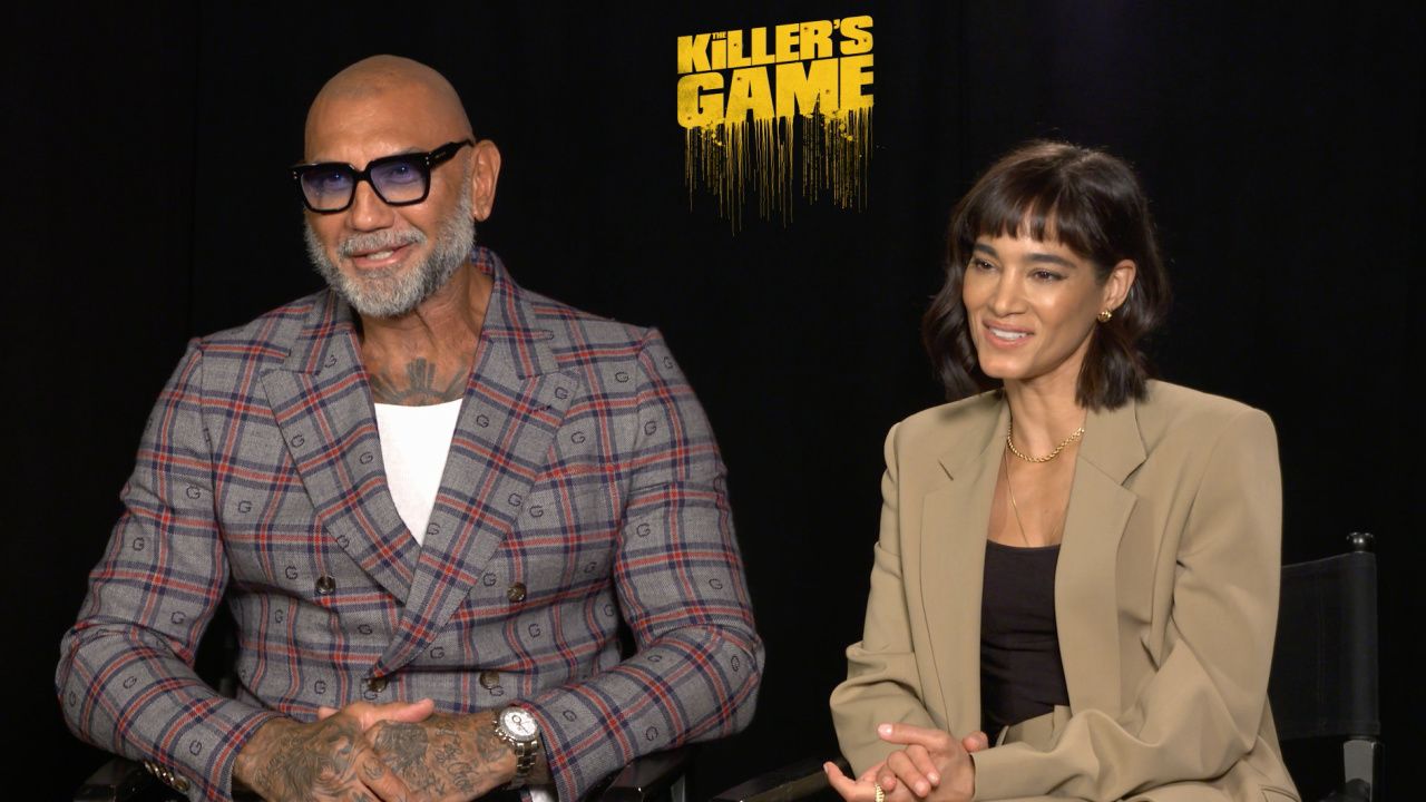 (L to R) Dave Bautista and Sofia Boutella star in 'The Killer's Game'.