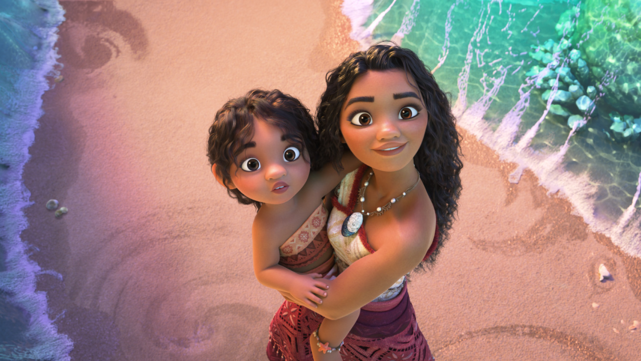 (L to R) Auli‘i Cravalho as Moana and Khaleesi Lambert-Tsuda as Simea in 'Moana 2'. © 2024 Disney Enterprises, Inc. All Rights Reserved.