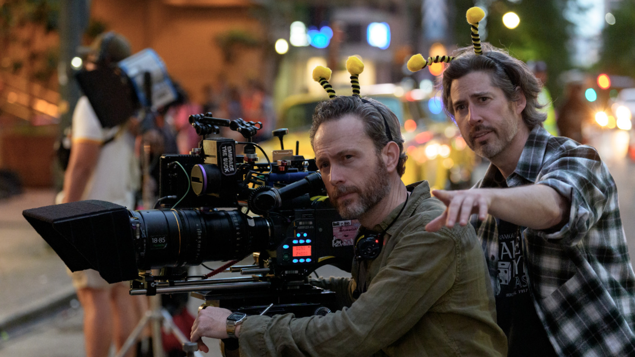 (L to R) Cinematographer Eric Steelberg and Director Jason Reitman on the set of Columbia Pictures' 'Saturday Night'.