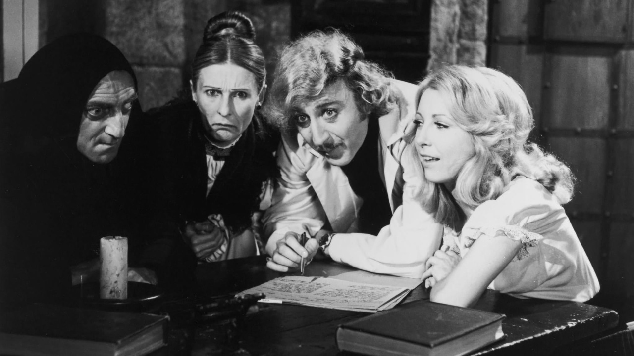 (L to R) Marty Feldman, Cloris Leachman, Gene Wilder and Teri Garr in 'Young Frankenstein'. Photo: 20th Century-Fox.