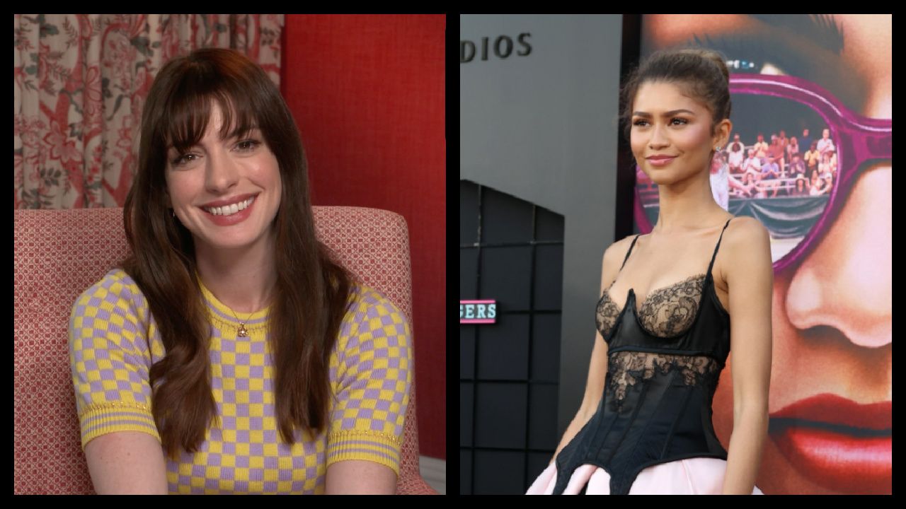 (Left) Anne Hathaway for Apple TV+'s 'WeCrashed.' (Right) Zendaya attends the Los Angeles Premiere of Amazon MGM Studios’ 'Challengers' at Regency Village Theatre on April 16, 2024 in Los Angeles, California. Photo by Eric Charbonneau/Getty Images for Amazon MGM Studios.