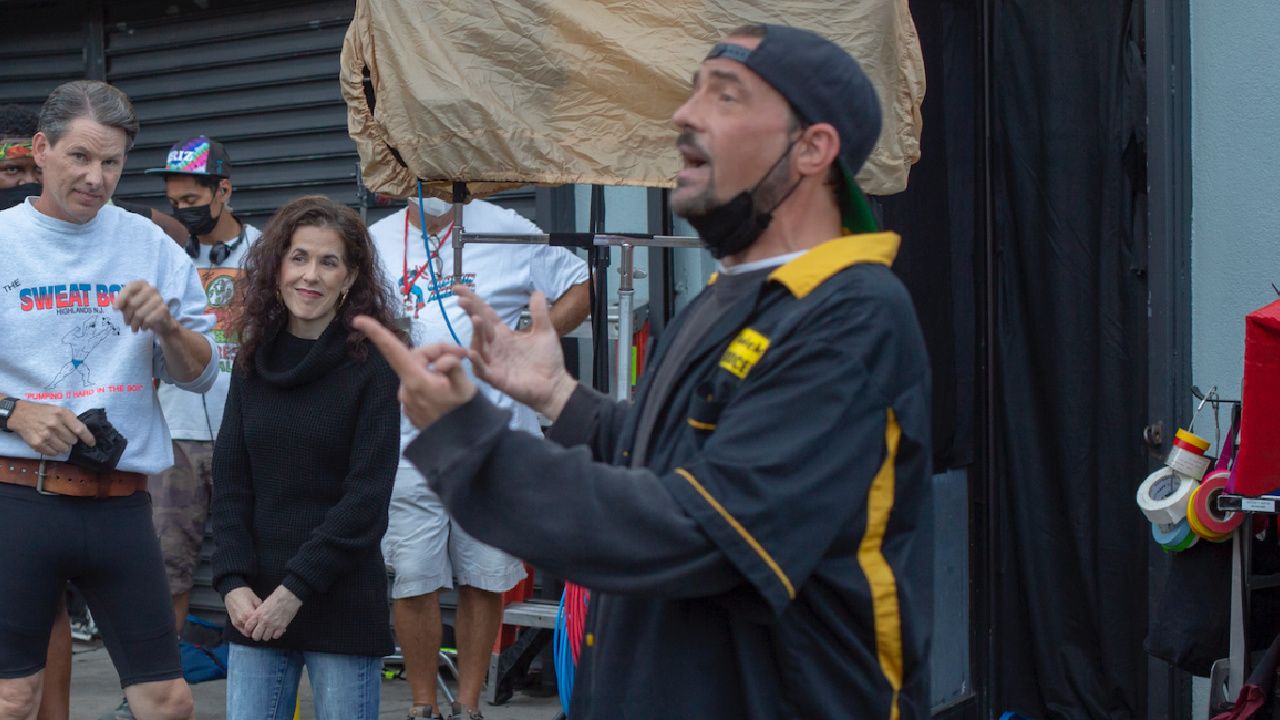 Director/Writer Kevin Smith on the set of the comedy, 'Clerks III,' a Lionsgate release. Photo courtesy of John Bayer/Lionsgate.