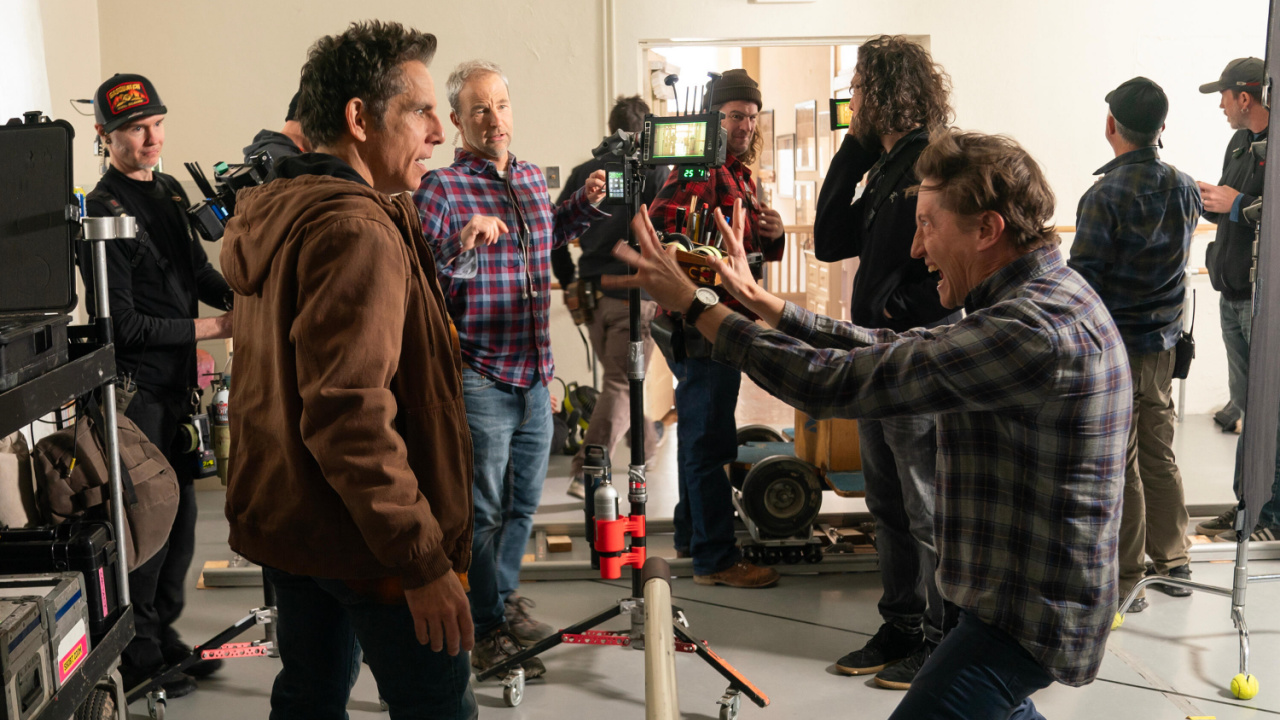 (L to R) Ben Stiller and director David Gordon Green on the set of 'Nutcrackers’ which premieres on Hulu November 29th. Photo: Hulu.