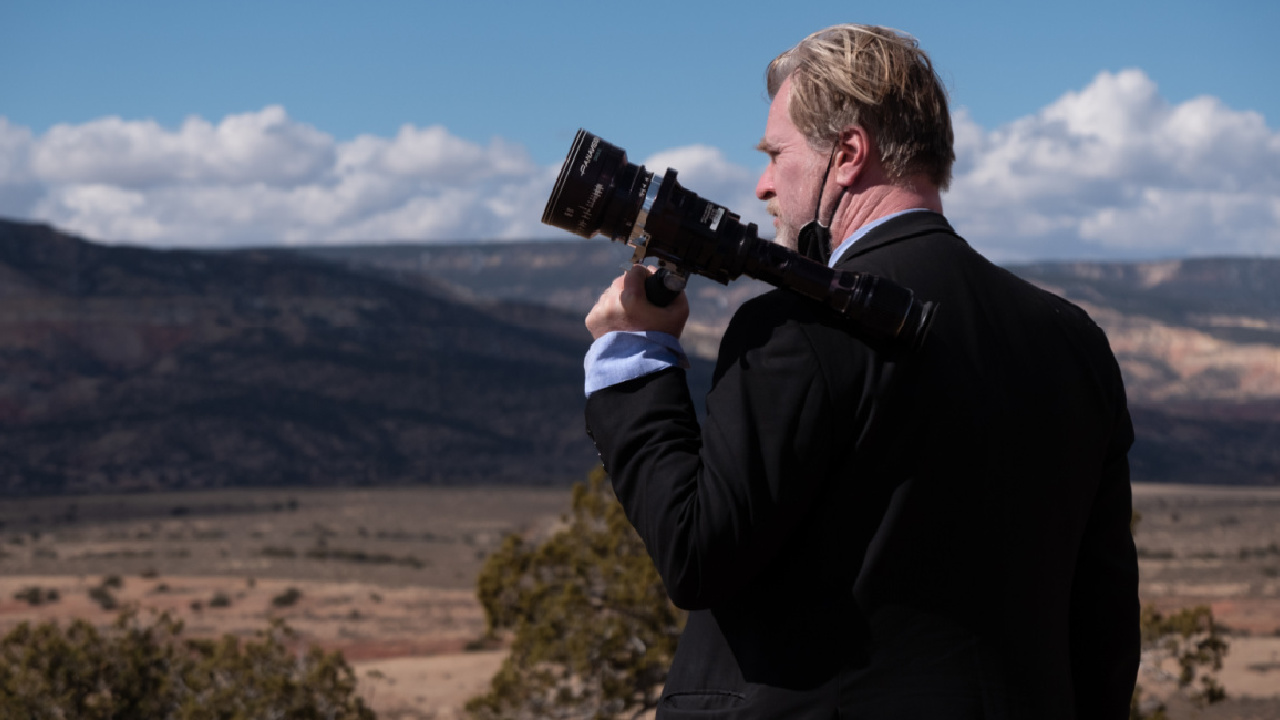 Writer, director, and producer Christopher Nolan on the set of 'Oppenheimer.'