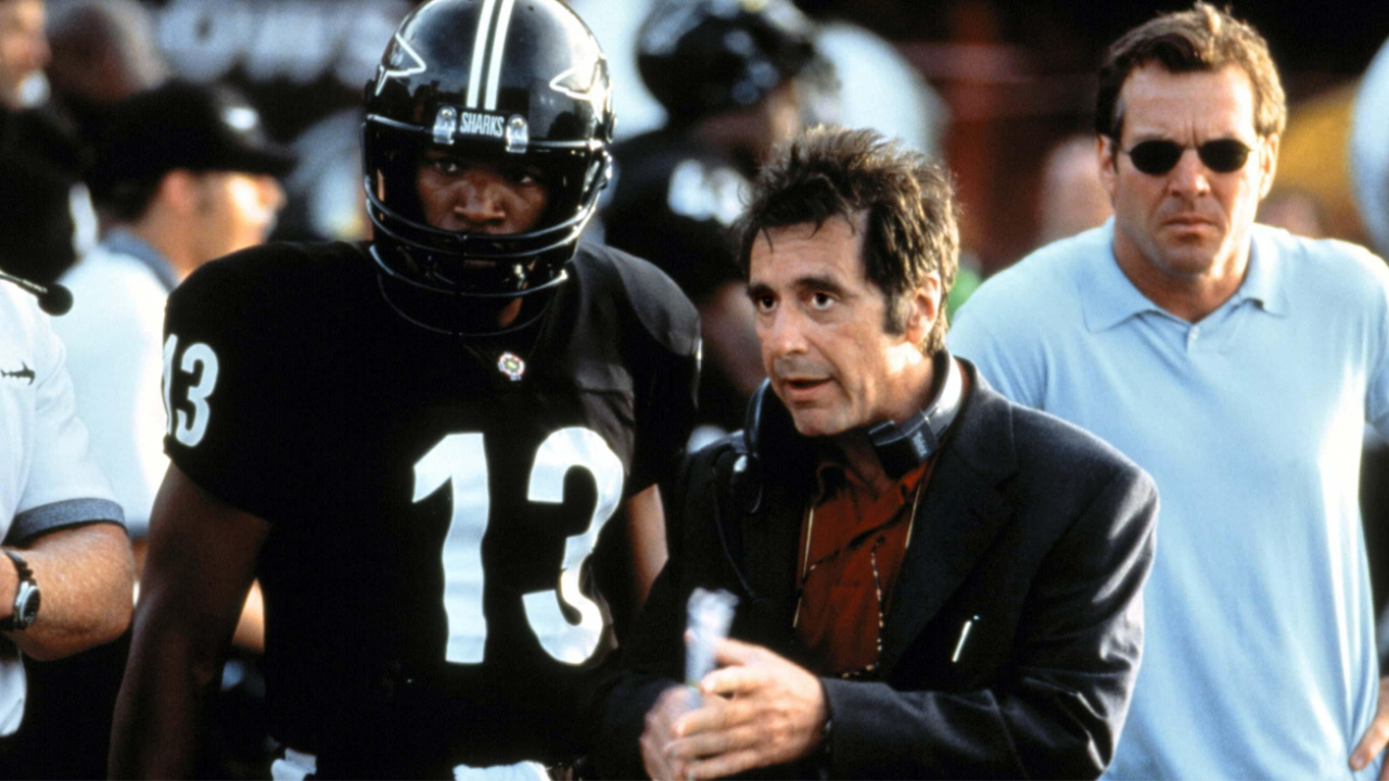 (L to R) Jamie Foxx, Al Pacino and Denis Quaid in 'Any Given Sunday'. Photo: Warner Bros.