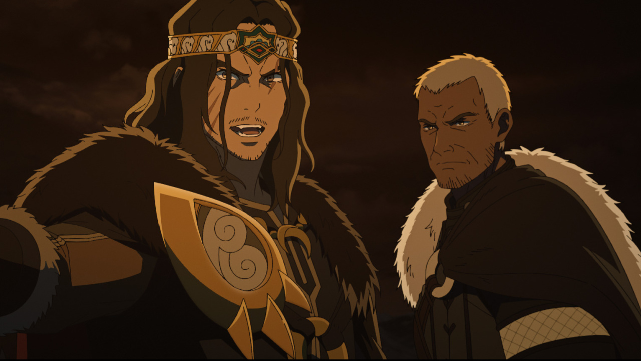 (L to R) Wulf voiced by Luke Pasqualino and General Targg voiced by Michael Wildman in New Line Cinema’s and Warner Bros. Animation’s epic anime adventure 'The Lord of the Rings: The War of the Rohirrim,' a Warner Bros. Pictures release. Photo Credit: Courtesy of Warner Bros. Pictures. Copyright: © 2024 Warner Bros. Entertainment Inc. All Rights Reserved.