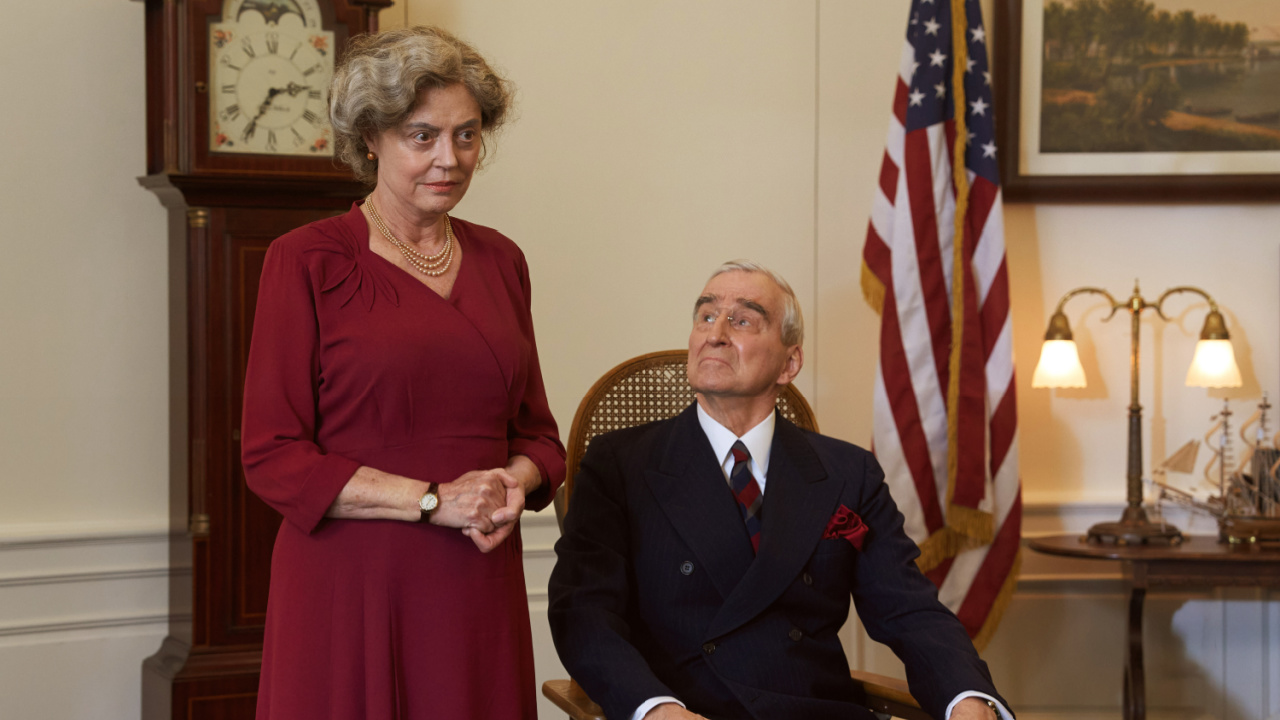 (L to R) Susan Sarandon as Eleanor Roosevelt and Sam Waterson as President Roosevelt in 'The Six Triple Eight'. Photo: Bob Mahoney / Perry Well Films 2 / Courtesy of Netflix.