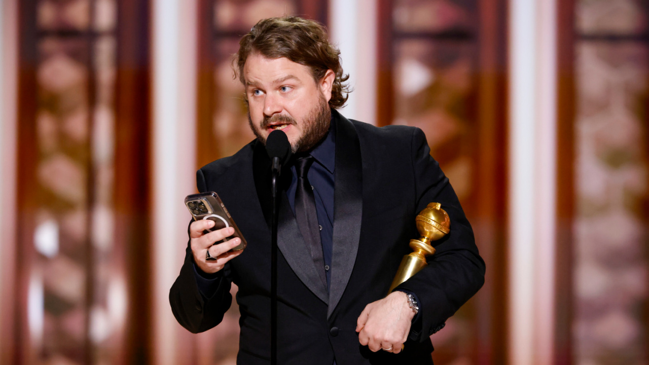 Brady Corbet accepts the award for Director Motion Picture at the 82nd Annual Golden Globe Awards, airing live from the Beverly Hilton in Beverly Hills, California on Sunday, January 5, 2025, at 8 PM ET/5 PM PT, on CBS and streaming on Paramount+. Photo: Sonja Flemming/CBS ©2025 CBS Broadcasting, Inc. All Rights Reserved.