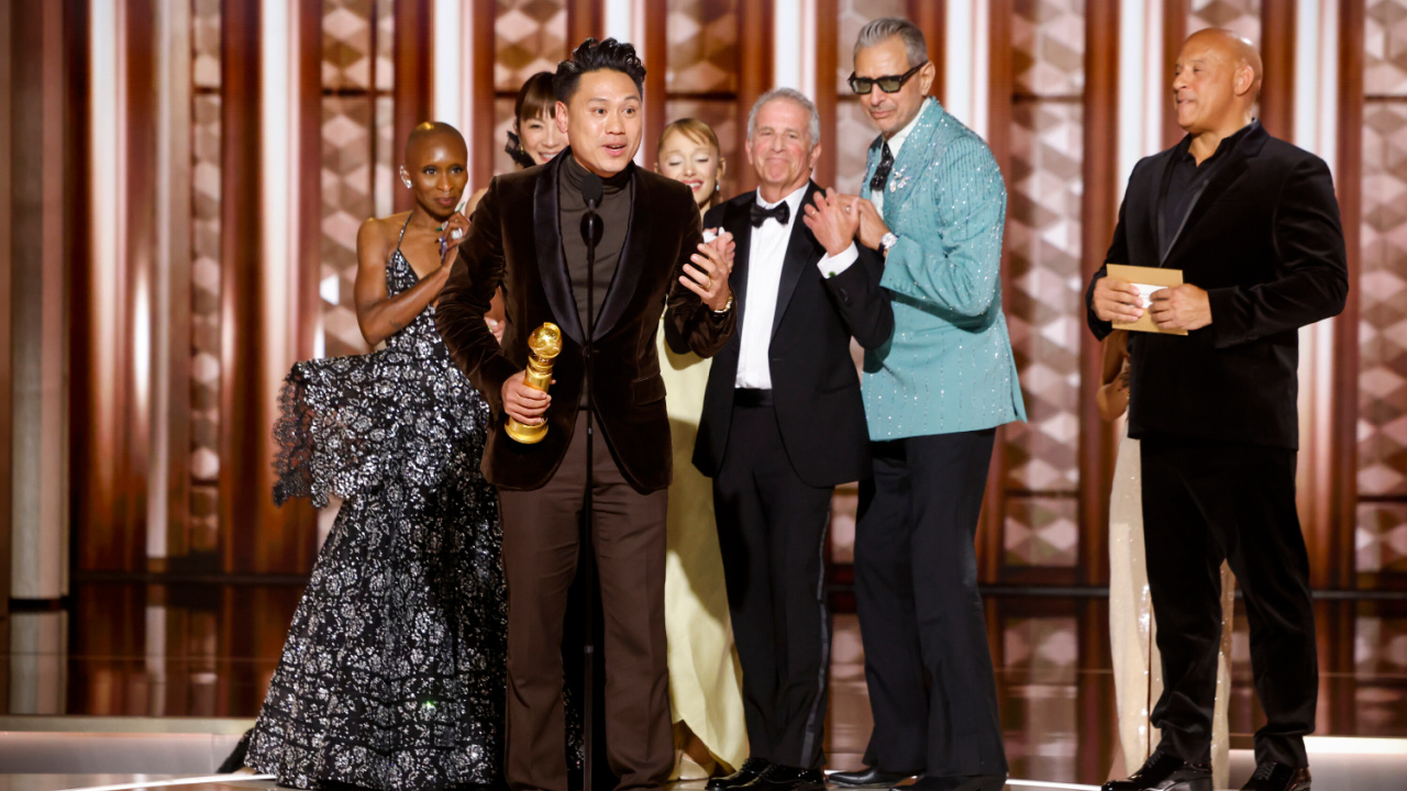 Jon M. Chu accepts the award for Cinematic and Box Office Achievement at the 82nd Annual Golden Globe Awards, airing live from the Beverly Hilton in Beverly Hills, California on Sunday, January 5, 2025, at 8 PM ET/5 PM PT, on CBS and streaming on Paramount+. Photo: Sonja Flemming/CBS ©2025 CBS Broadcasting, Inc. All Rights Reserved.