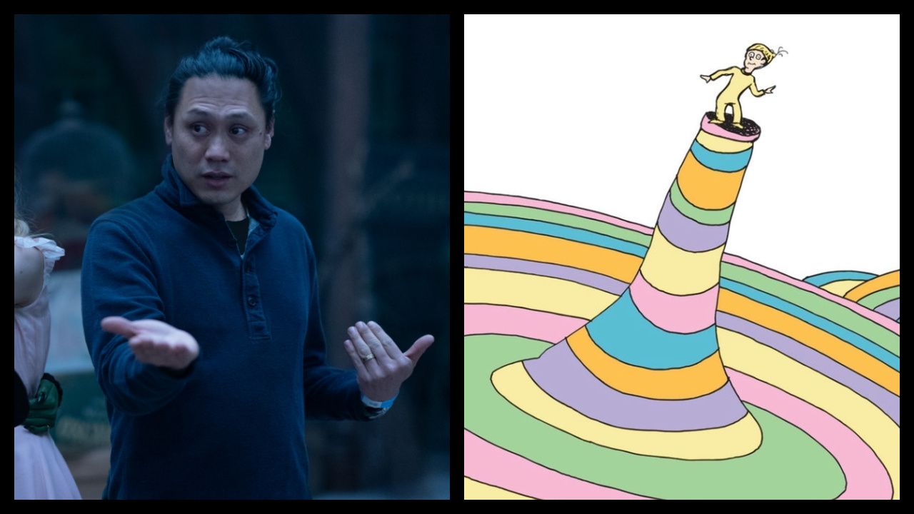 (Left) Director Jon M. Chu on the set of 'Wicked', directed by Jon M. Chu. Photo: Universal Pictures. (Right) Dr. Seuss' 'Oh, the Places You'll Go!' Photo: Amazon.