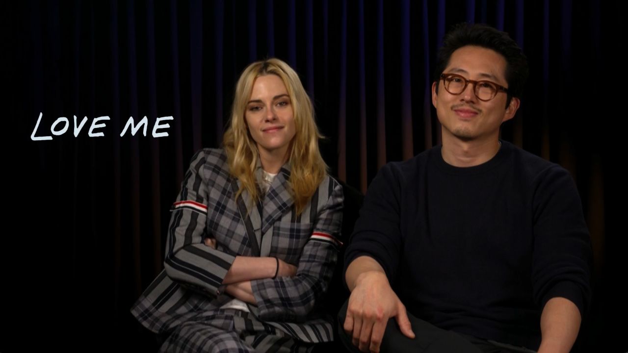 (L to R) Kristen Stewart and Steven Yeun star in 'Love Me'.