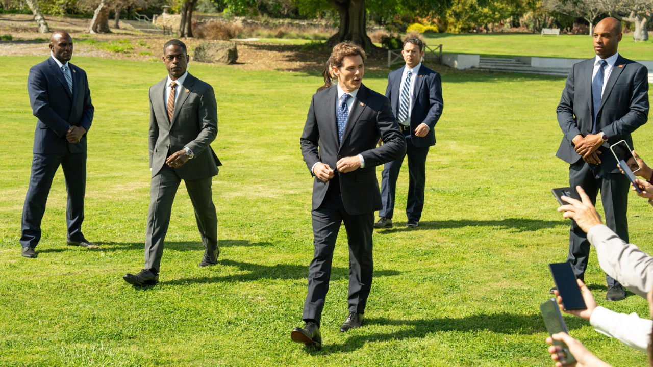 (L to R) Sterling K. Brown and James Marsden in 'Paradise'. Photo: Hulu.