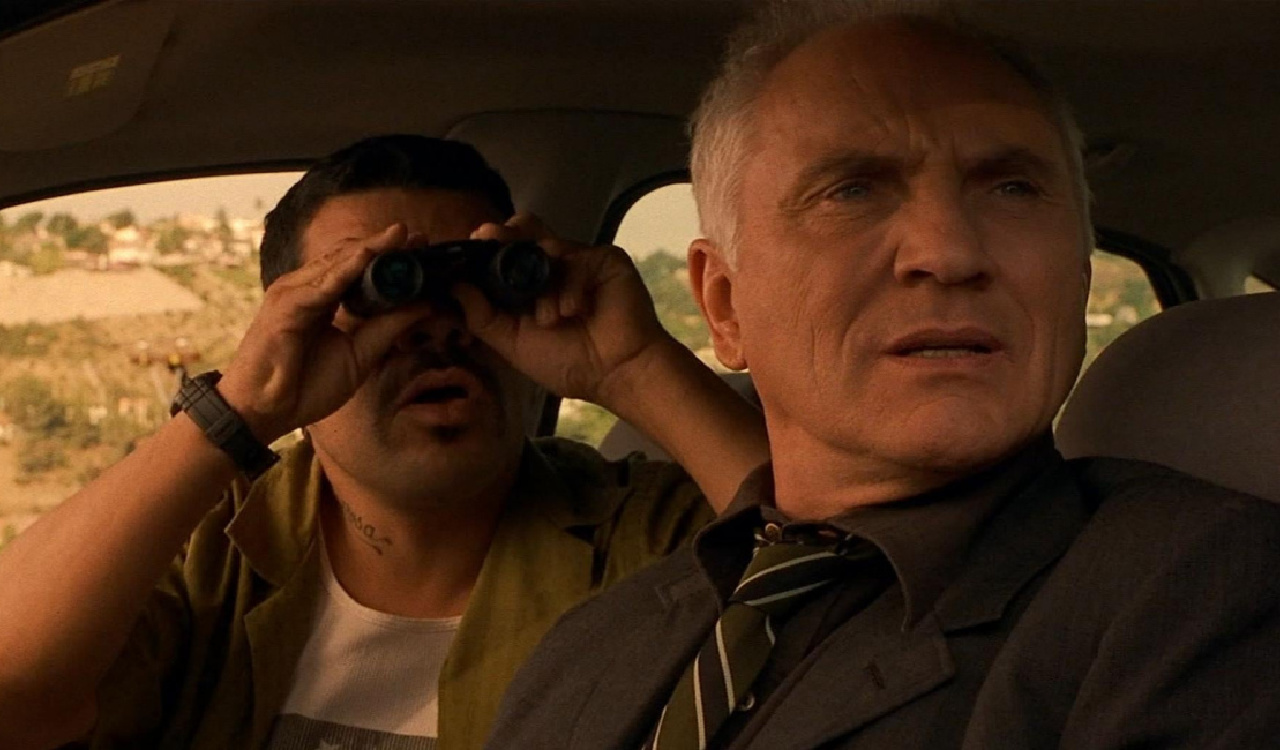 (L to R) Luis Guzmán and Terence Stamp in 'The Limey'. Photo: Artisan Entertainment.