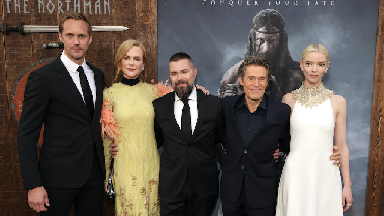 (L to R) Alexander Skarsgard, Nicole Kidman, director Robert Eggers, Willem Dafoe, and Anya Taylor-Joy at the Los Angeles premiere of 'The Northman.'