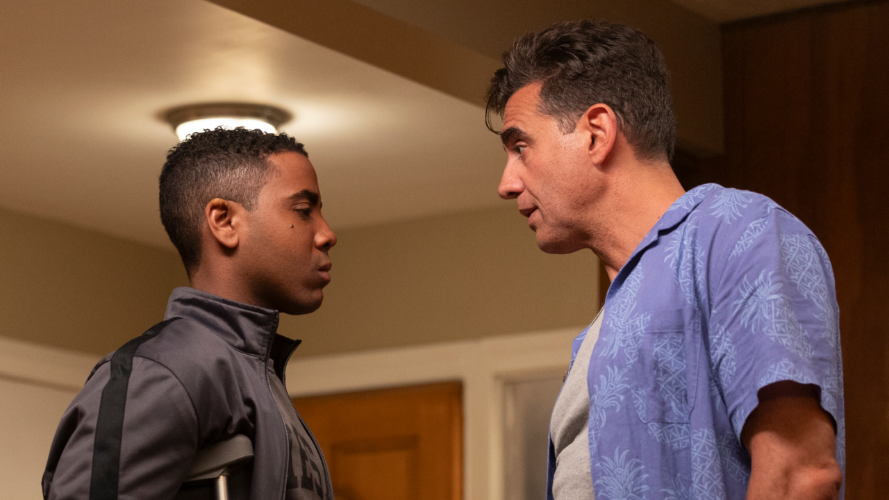 (L to R) Jharrel Jerome (Anthony Robles) and Bobby Cannavale (Rick Robles) in 'Unstoppable'. Photo Credit: Ana Carballosa/Prime Video.