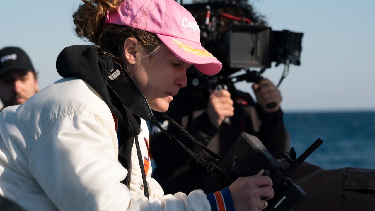 Director/Co-Writer Julia Stiles behind the scenes of the romance film 'Wish You Were Here', a Lionsgate release. Photo courtesy of Lionsgate.