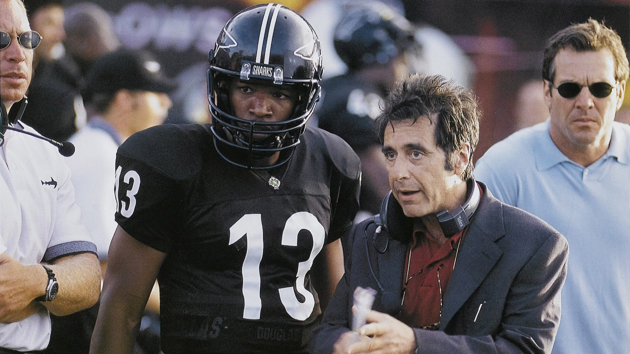 (L to R) Jamie Foxx, Al Pacino and Denis Quaid in 'Any Given Sunday'. Photo: Warner Bros.