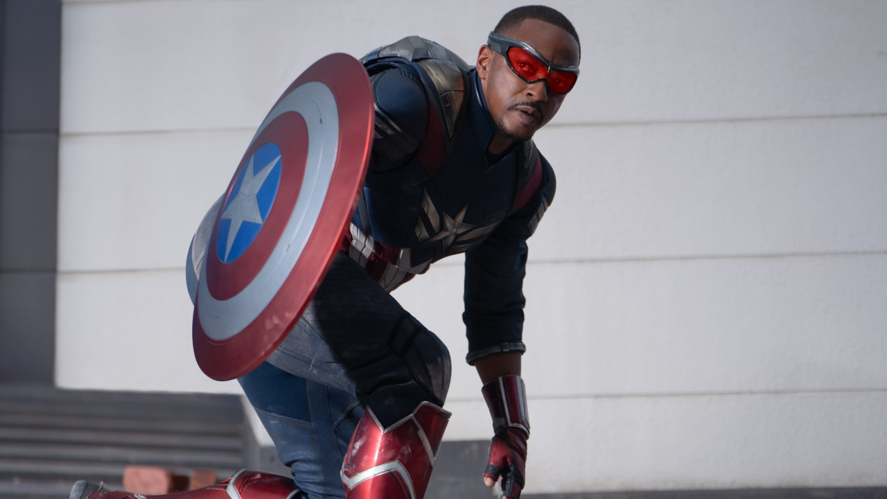 Captain America/Sam Wilson (Anthony Mackie) di Marvel Studios 'Captain America: Brave New World'. Foto milik Marvel Studios. © 2024 Marvel.