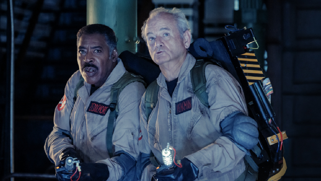 (L to R) Winston (Ernie Hudson) and Peter (Bill Murray) in Columbia Pictures’ 'Ghostbusters: Frozen Empire.' Photo By Jaap Buitendijk. © 2023 CTMG, Inc. All Rights Reserved.