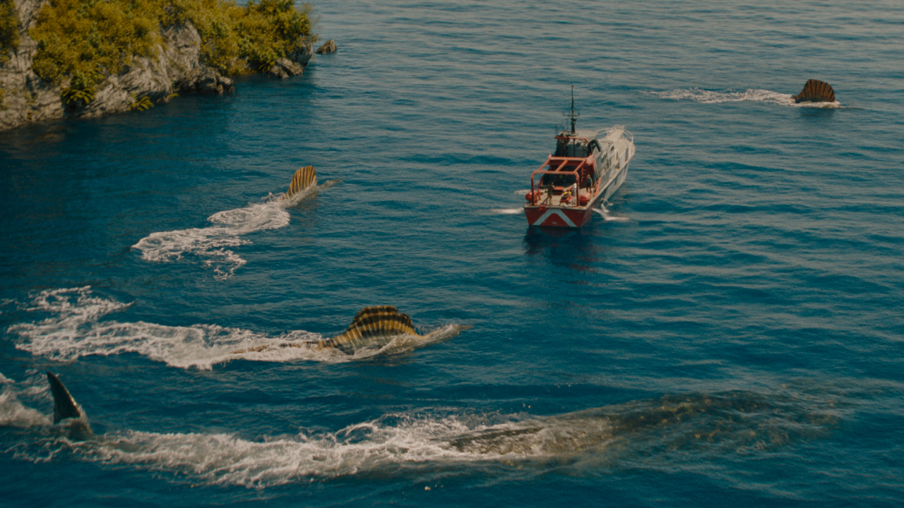 The Mosasaurus and Spinosauruses in 'Jurassic World Rebirth', directed by Gareth Edwards. Photo: Universal Pictures.