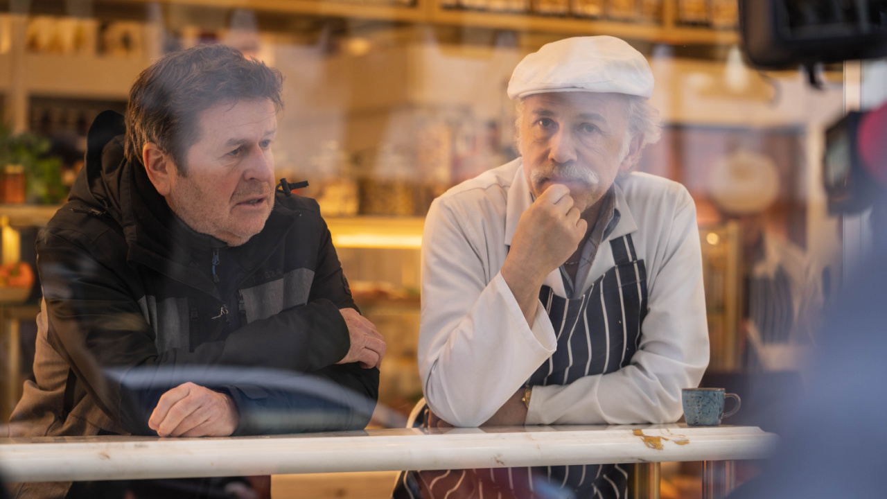 (L to R) Director Simon West and Christoph Waltz behind the scenes on the set of the Action/Comedy film 'Old Guy', a The Avenue release. Photo courtesy of The Avenue.