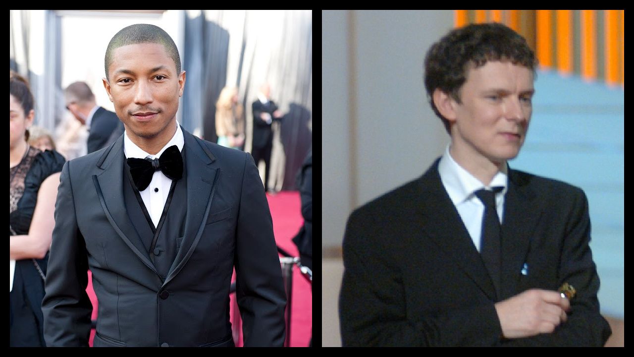 (Left) Pharrell Williams arrives for the 84th Annual Academy Awards® from Hollywood, CA February 26, 2012. Credit/Provider: Heather Ikei / ©A.M.P.A.S. Copyright: ©A.M.P.A.S. (Right) Michael Gondry accepts the Academy Award for Best Original Screenplay during the 77th Annual Academy Awards at the Kodak Theatre in Hollywood, CA on Sunday, February 27, 2005. HO/AMPAS. Credit/Provider: HAND OUT. Copyright: AMPAS