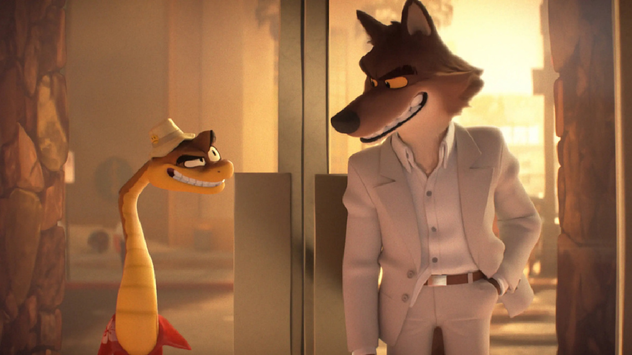 (L to R) Mr. Snake (Marc Maron) and Mr. Wolf (Sam Rockwell) in DreamWorks Animation’s 'The Bad Guys,' directed by Pierre Perifel. © 2021 DreamWorks Animation LLC. All Rights Reserved.