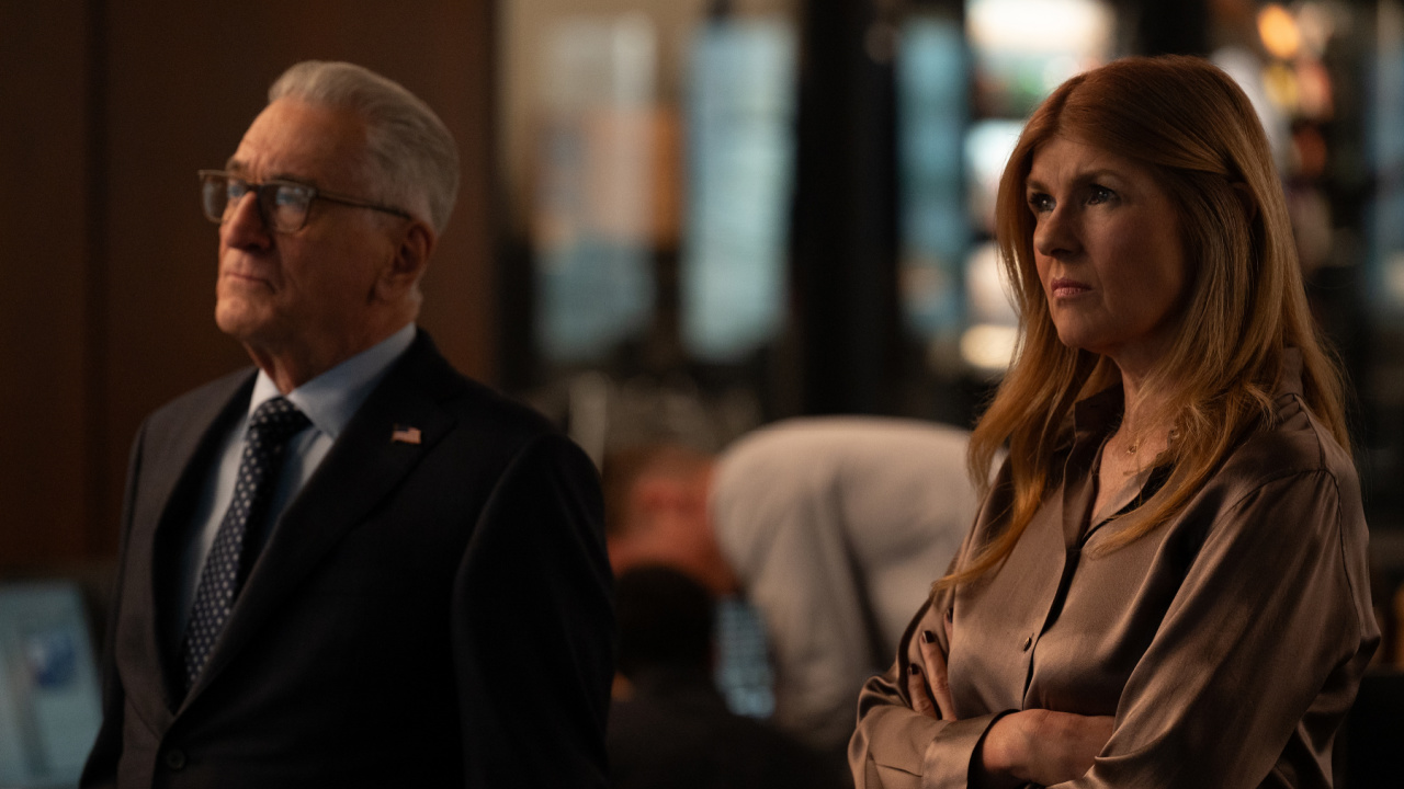 (L to R) Robert De Niro as George Mullen and Connie Britton as Valerie Whitesell in 'Zero Day'. Photo: Jojo Whilden/Netflix © 2024.