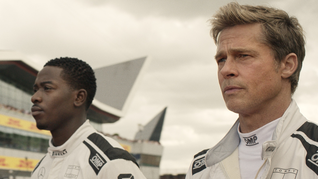 (L to R) Damson Idris and Brad Pitt in 'F1'. Photo: Warner Bros. and Apple Original FIlms.