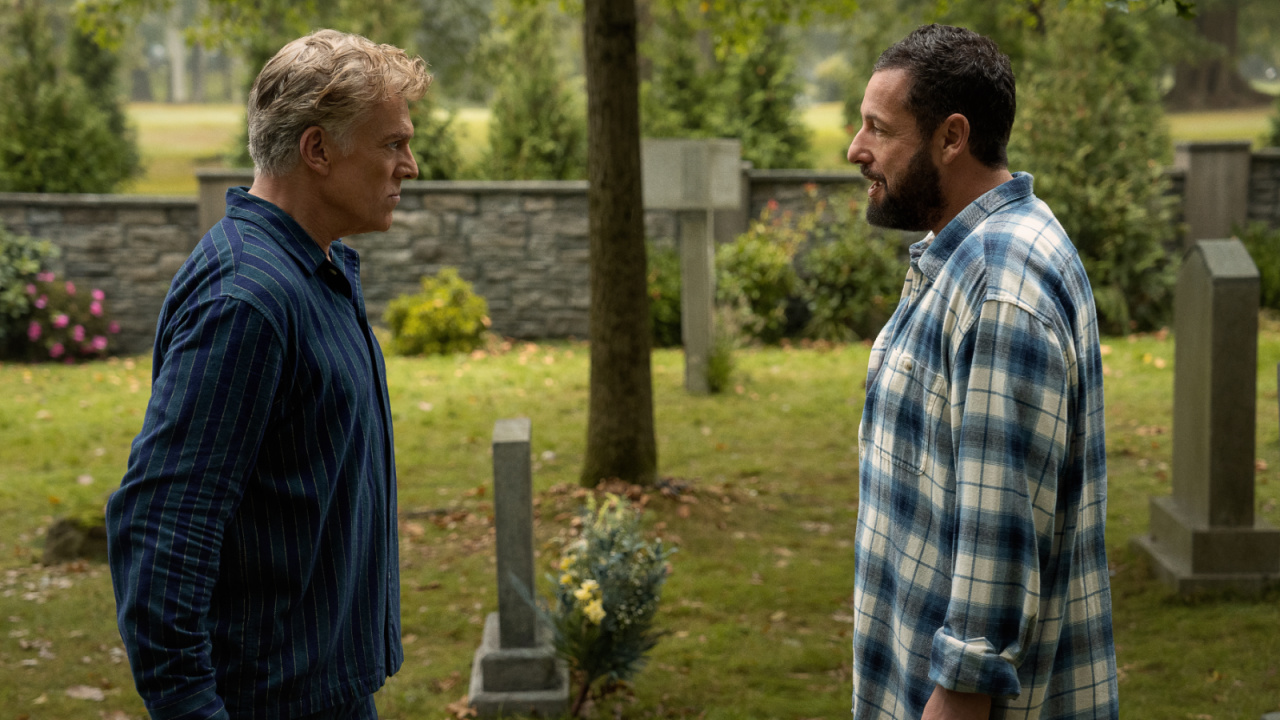 (L to R) Christopher McDonald as Shooter McGavin and Adam Sandler as Happy Gilmore in 'Happy Gilmore 2'. Photo: Scott Yamano/Netflix © 2024.