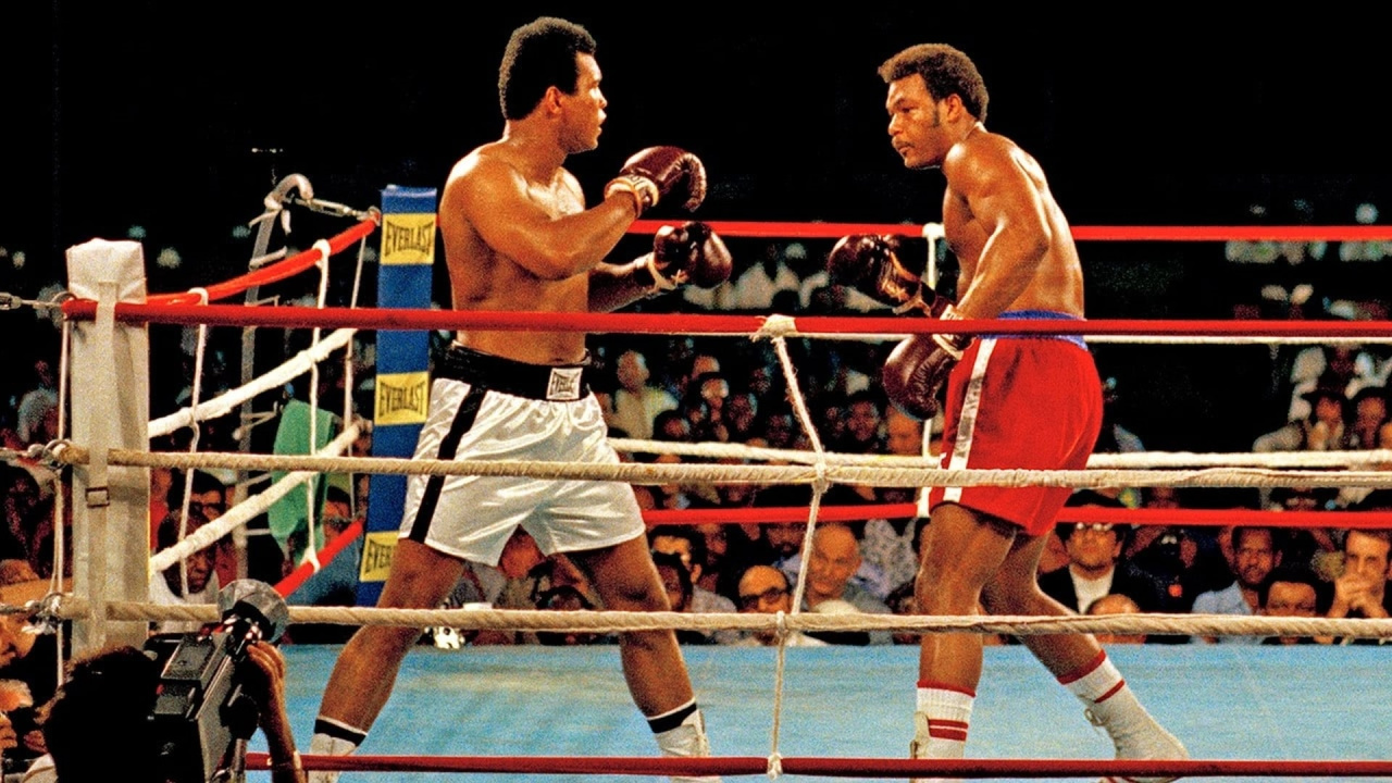 (L to R) Muhammad Ali and George Foreman in 'When We Were Kings'. Photo: Gramercy Pictures.