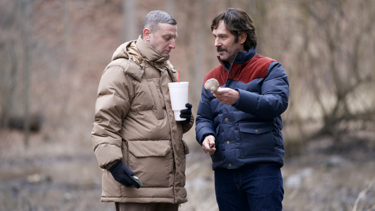 (L to R) Tim Robinson and Paul Rudd in 'Friendship'. Photo: A24.