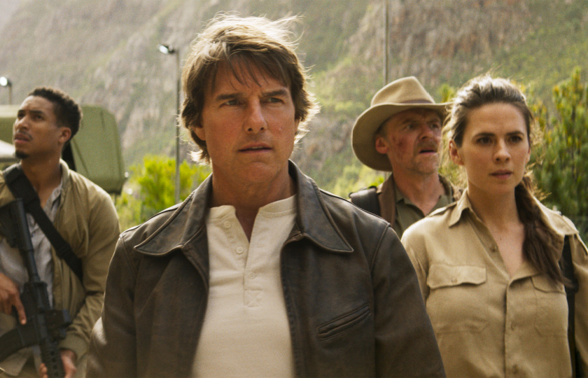 (L to R) Tom Cruise plays Ethan Hunt, Greg Tarzan Davis plays Degas, Simon Pegg plays Benji Dunn and Hayley Atwell plays Grace in 'Mission: Impossible - The Final Reckoning' from Paramount Pictures and Skydance. Photo: Paramount Pictures.