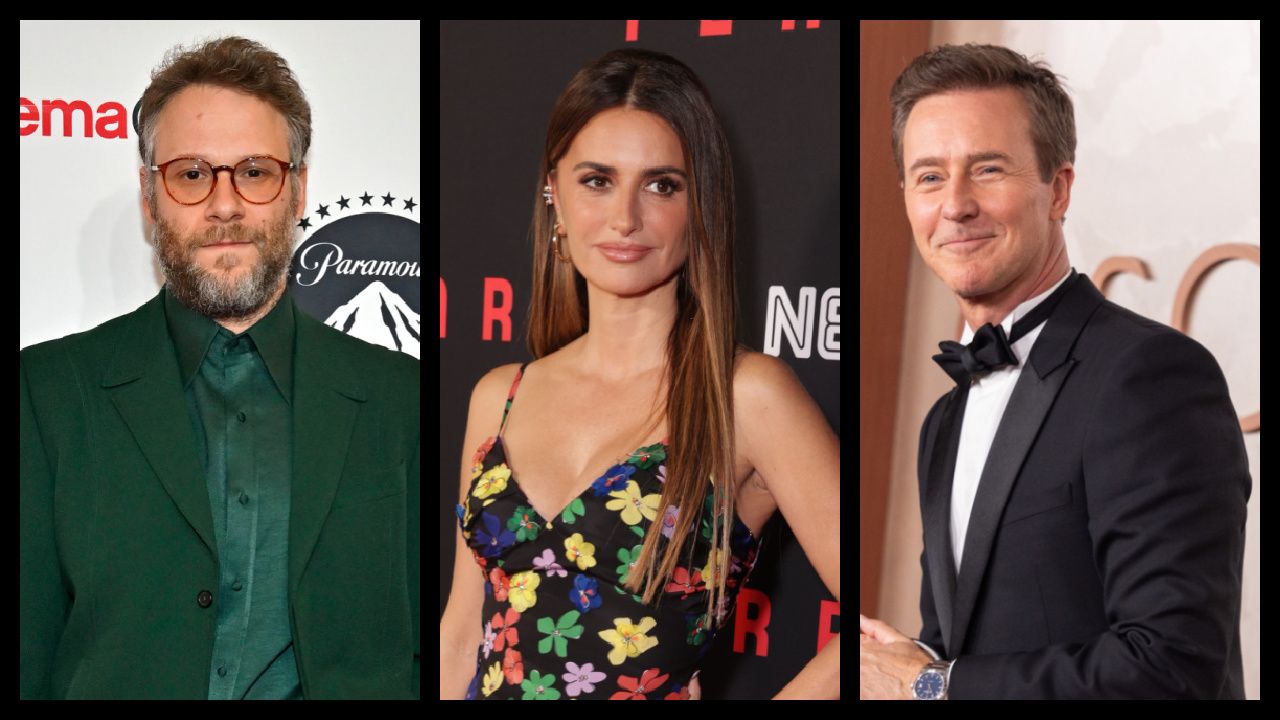 (Left) Seth Rogen at CinemaCon 2023. Photo courtesy of Paramount Pictures. (Center) Penélope Cruz at the Los Angeles premiere of 'Ferrari.' Photo: Neon. (Right) Edward Norton arrives on the red carpet of the 97th Oscars® at the Dolby® Theatre at Ovation Hollywood on Sunday, March 2, 2025. Credit/Provider: Etienne Laurent / The Academy. Copyright: ©A.M.P.A.S.