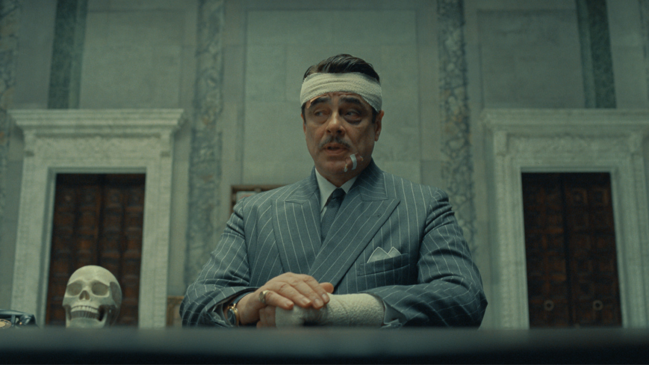 Benicio Del Toro stars as Zsa-Zsa Korda in director Wes Anderson's 'The Phoenician Scheme', a Focus Features release. Credit: Courtesy of TPS Productions/Focus Features © 2025 All Rights Reserved.